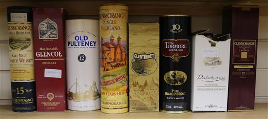 Eight assorted boxed malt whiskies